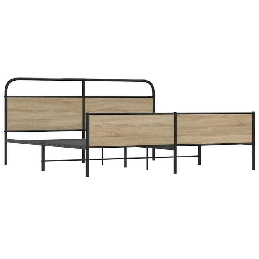 Cadre de lit en métal sans matelas chêne fumé 183x213 cm - 3