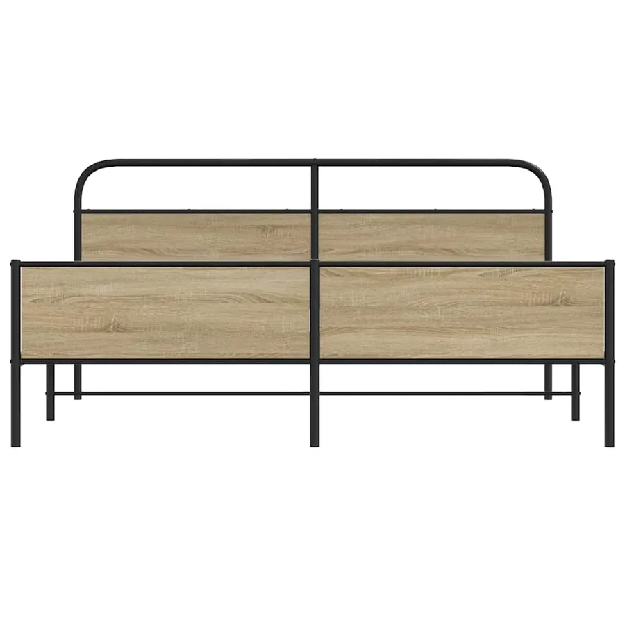 Cadre de lit en métal sans matelas chêne fumé 183x213 cm - 5