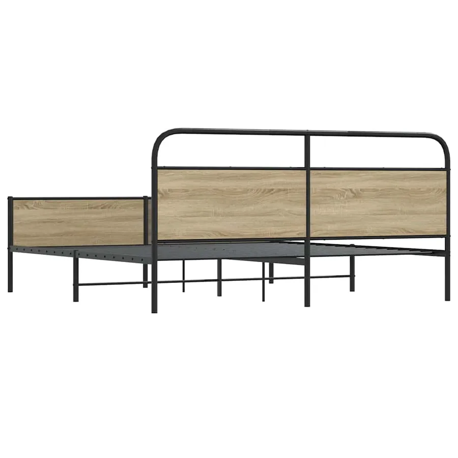 Cadre de lit en métal sans matelas chêne fumé 183x213 cm - 7
