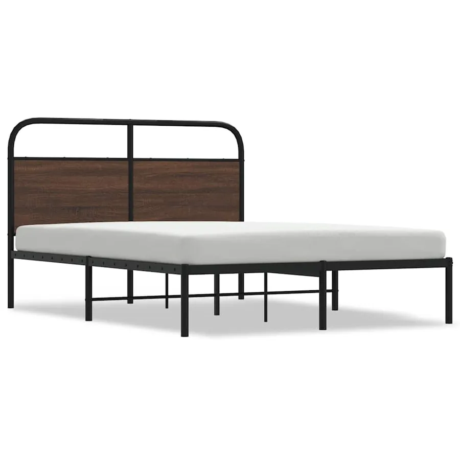 Cadre de lit sans matelas 135x190 cm chêne marron - 2