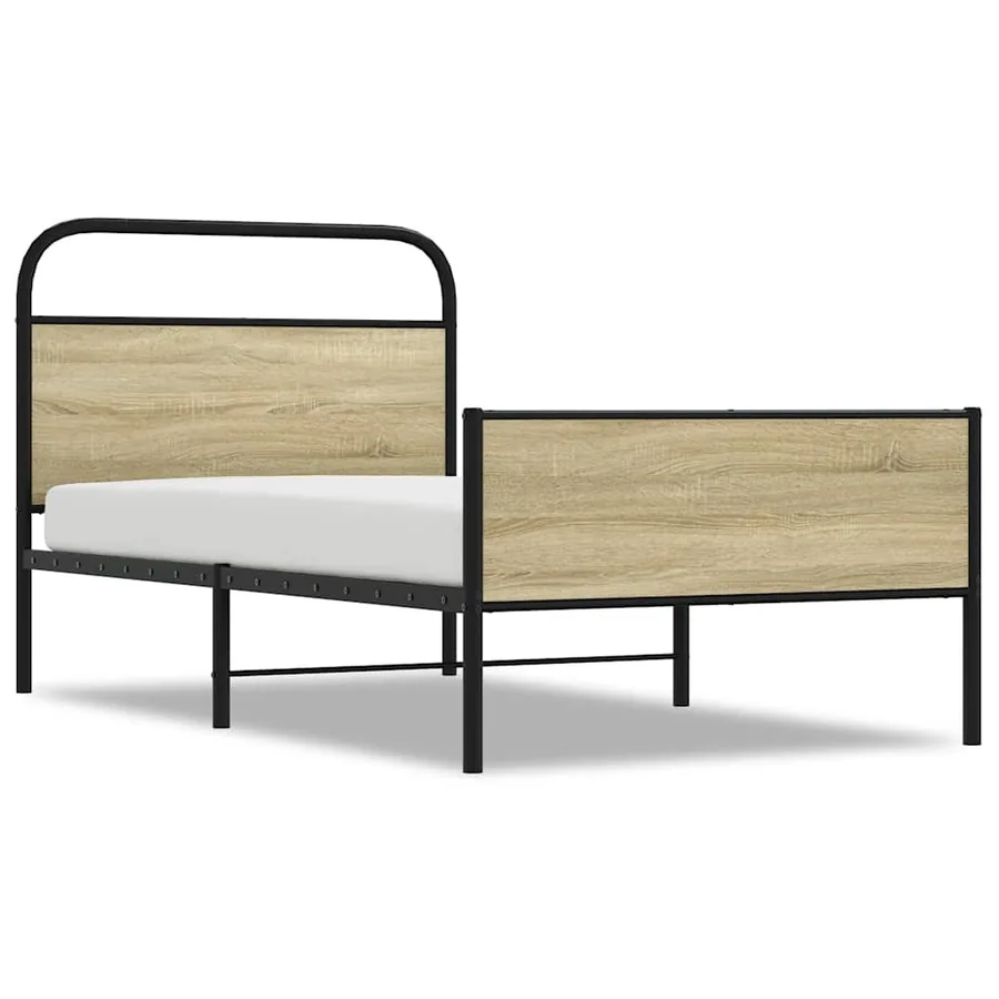 Cadre de lit sans matelas 107x203 cm chêne sonoma - 2