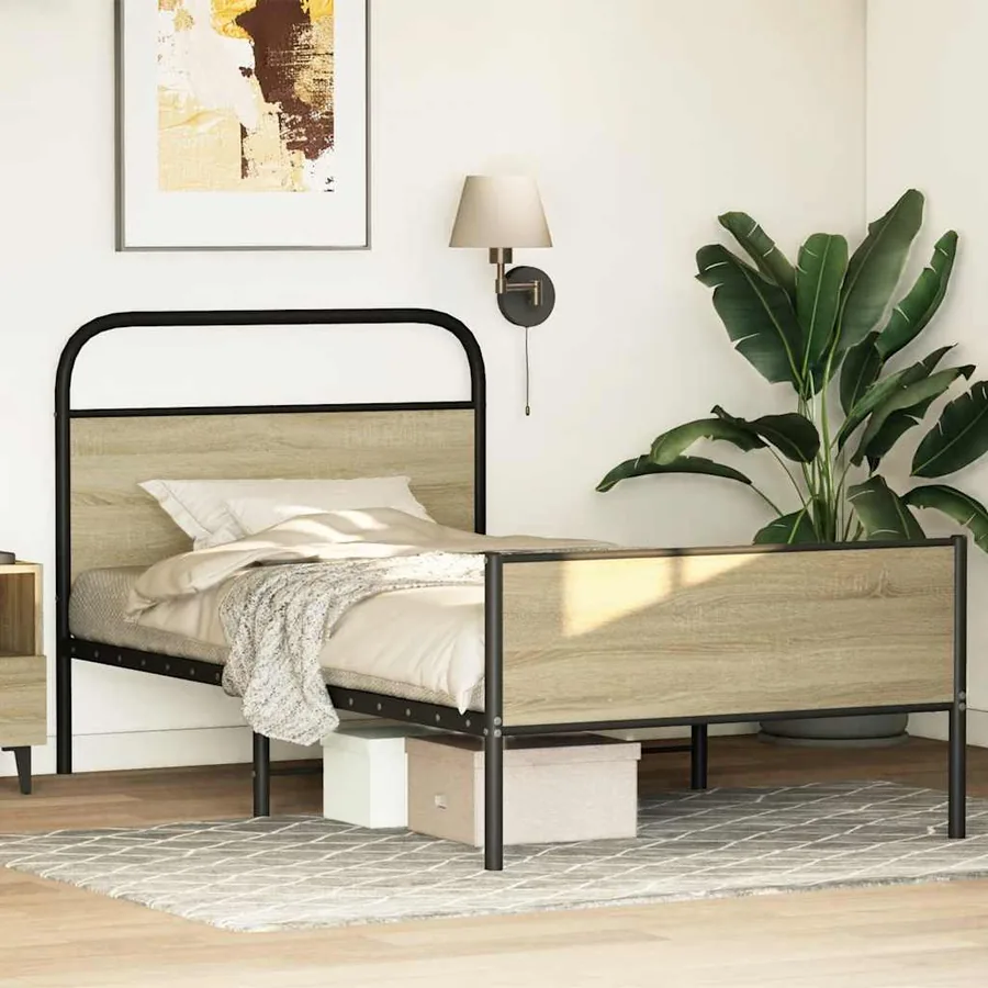 Cadre de lit sans matelas 107x203 cm chêne sonoma - 4