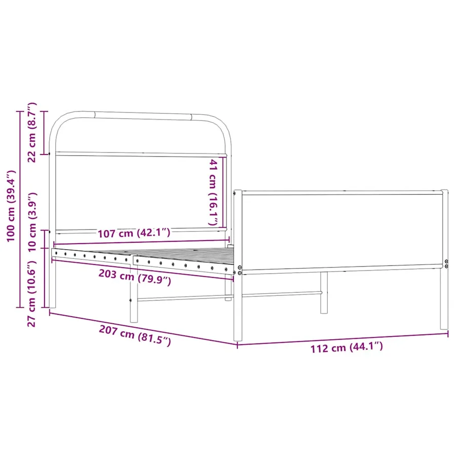 Cadre de lit sans matelas 107x203 cm chêne sonoma - 9