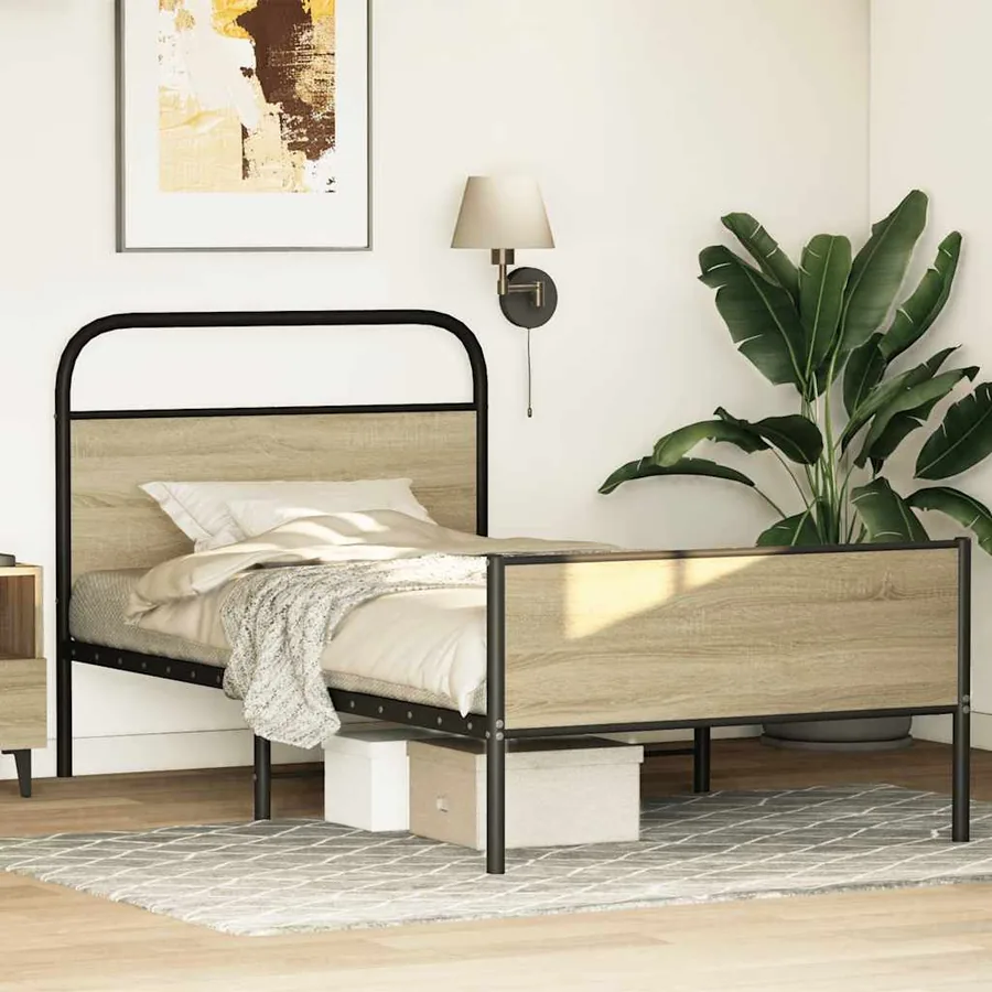 Cadre de lit sans matelas 100x190 cm chêne sonoma - 4