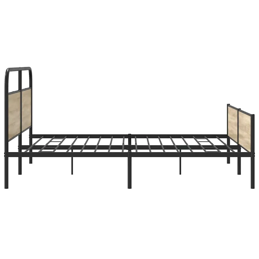 Cadre de lit en métal sans matelas chêne fumé 193x203 cm - 6