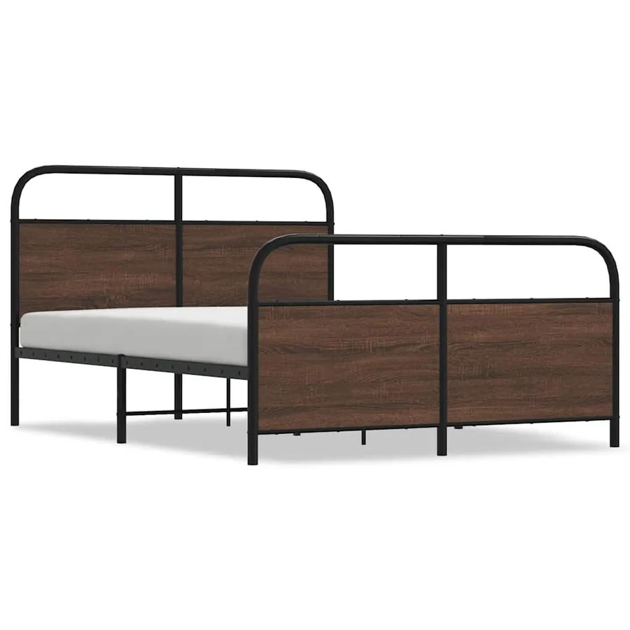 Cadre de lit en métal sans matelas chêne marron 140x190 cm - 2