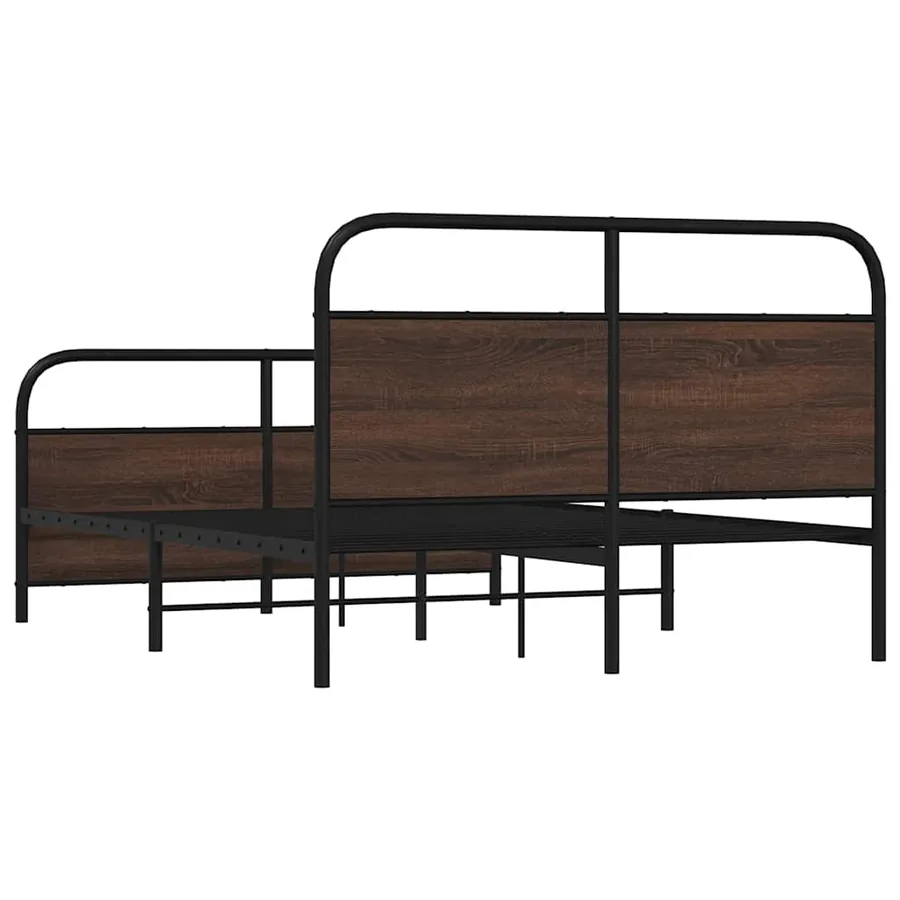 Cadre de lit en métal sans matelas chêne marron 140x190 cm - 7