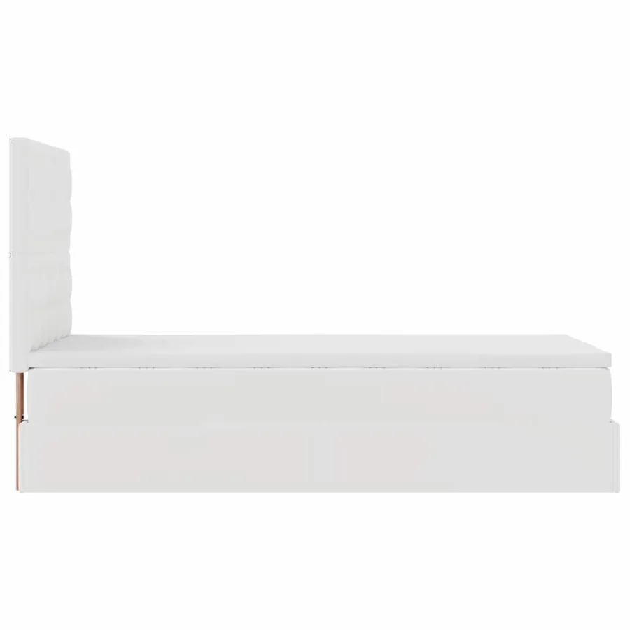 Cadre de lit ottoman avec matelas blanc 90x190 cm similicuir - 11