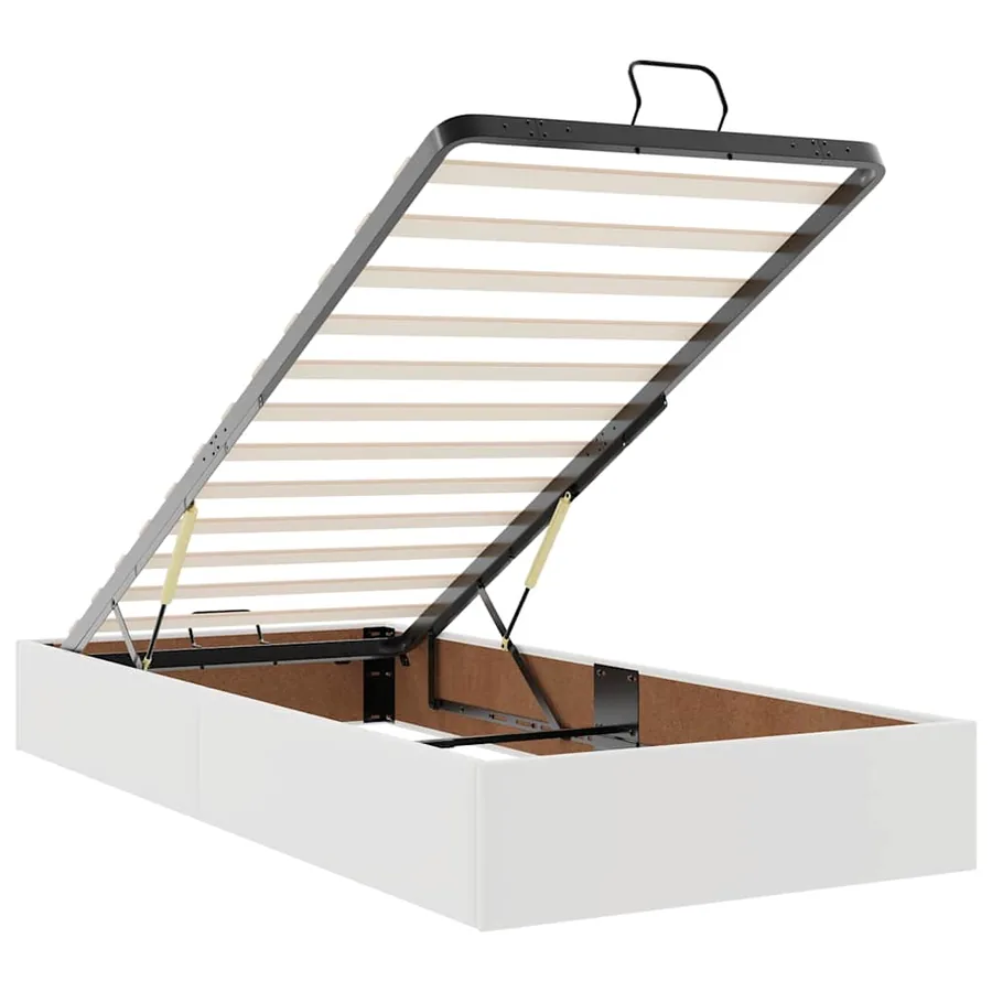 Cadre de lit ottoman avec matelas blanc 90x190 cm similicuir - 13