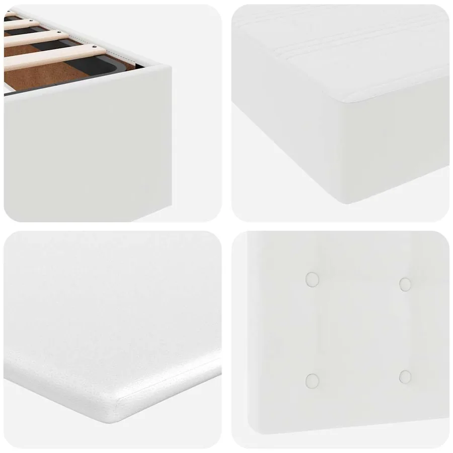 Cadre de lit ottoman avec matelas blanc 90x190 cm similicuir - 16