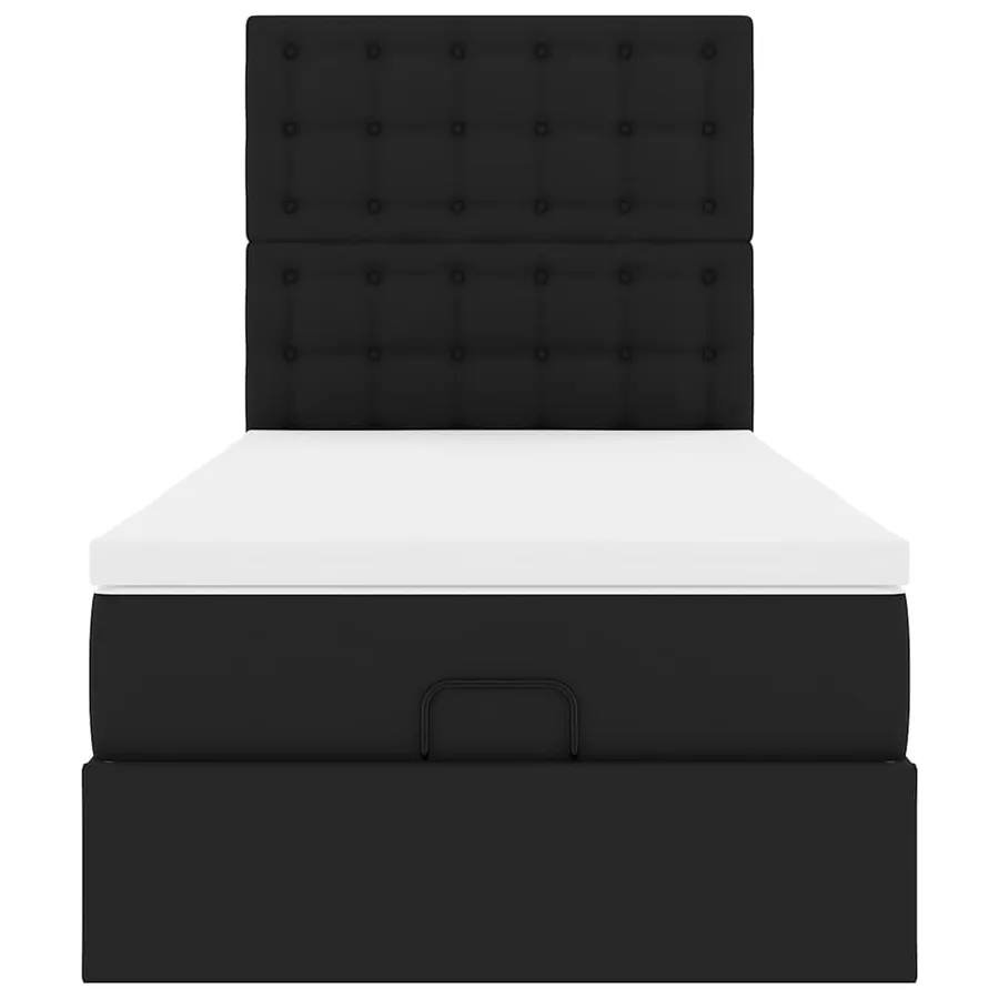 Cadre de lit ottoman avec matelas noir 90x200 cm similicuir - 8