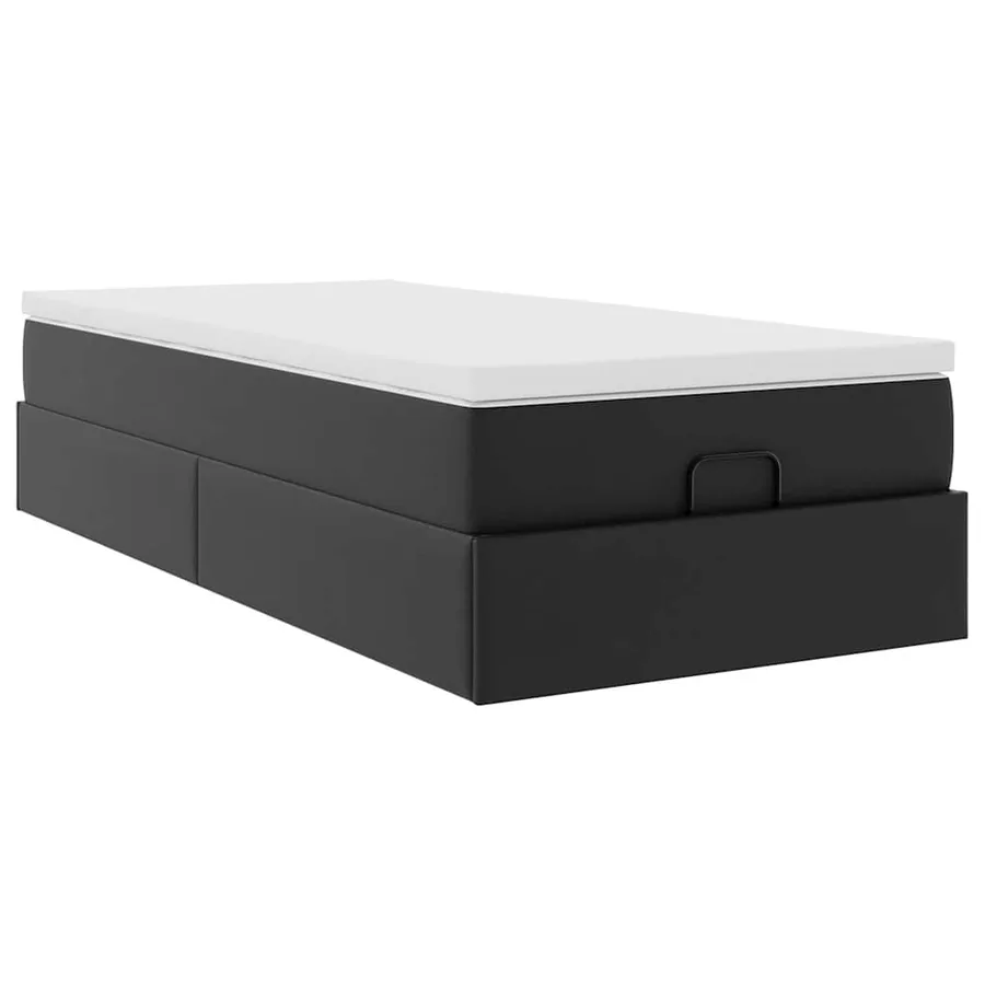 Cadre de lit ottoman avec matelas noir 100x200 cm similicuir - 6