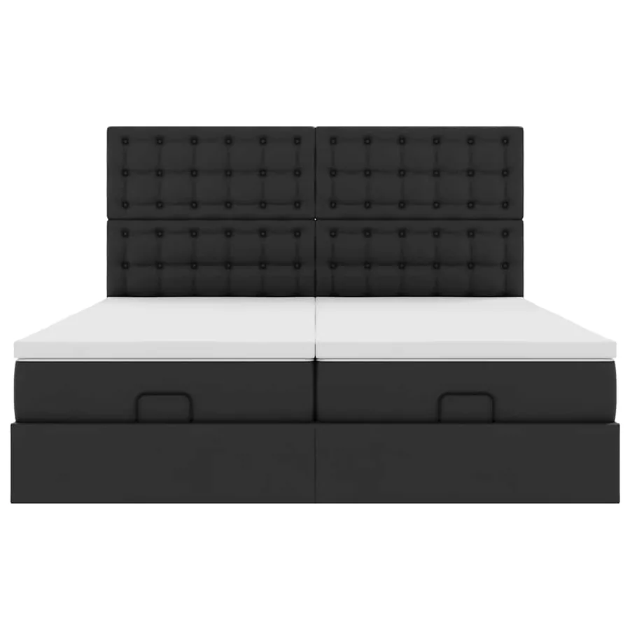 Cadre de lit ottoman avec matelas noir 200x200 cm similicuir - 7