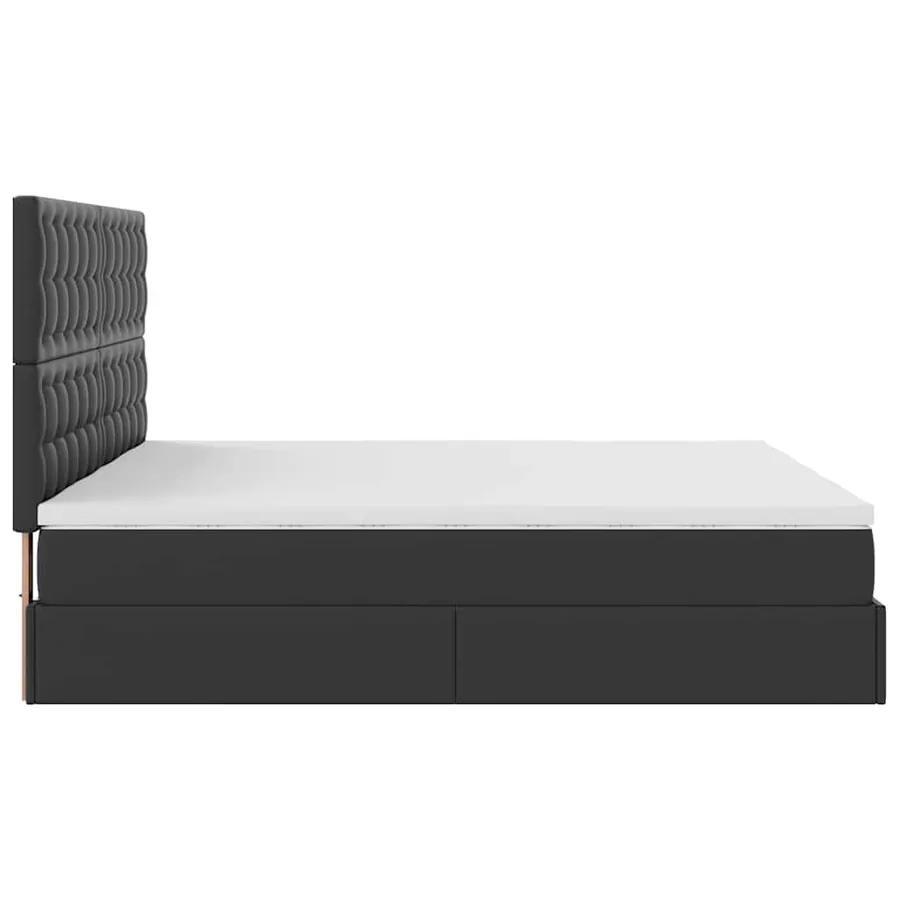 Cadre de lit ottoman avec matelas noir 200x200 cm similicuir - 8