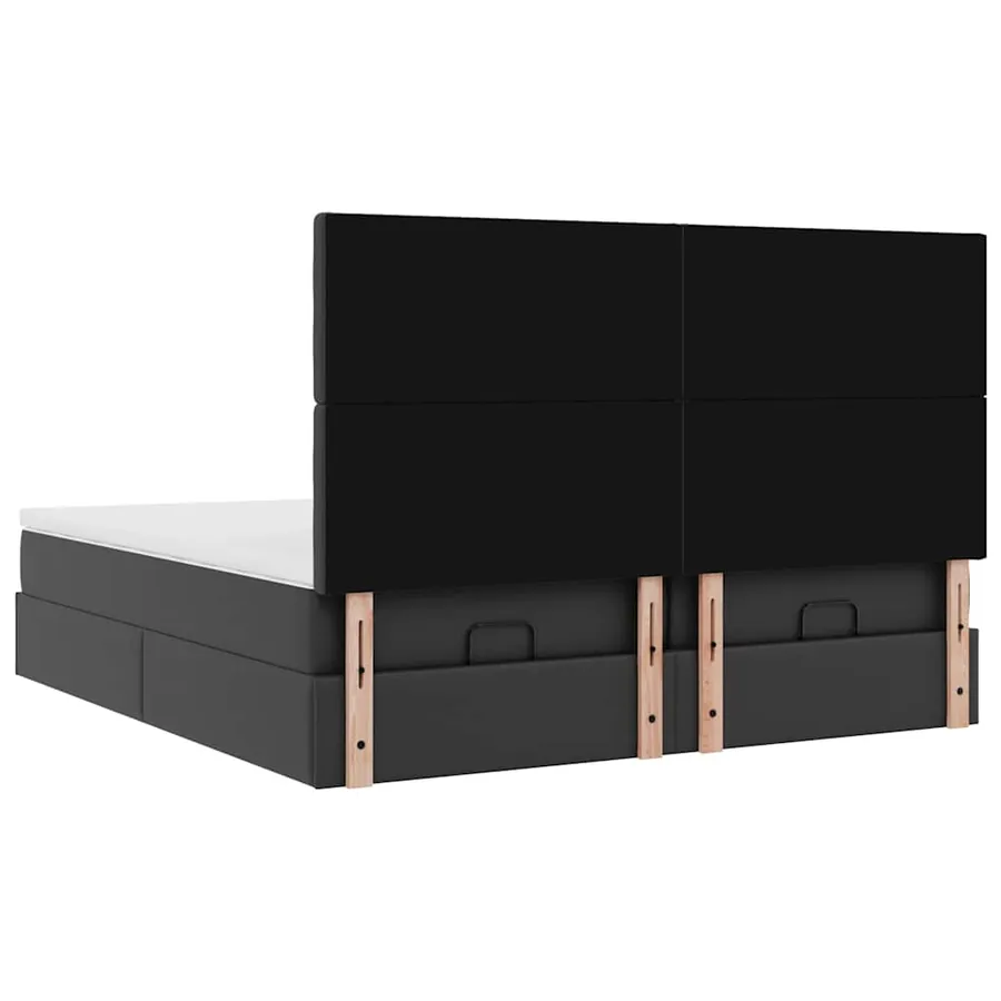 Cadre de lit ottoman avec matelas noir 200x200 cm similicuir - 9