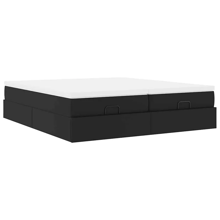 Cadre de lit ottoman avec matelas noir 200x200 cm similicuir - 6