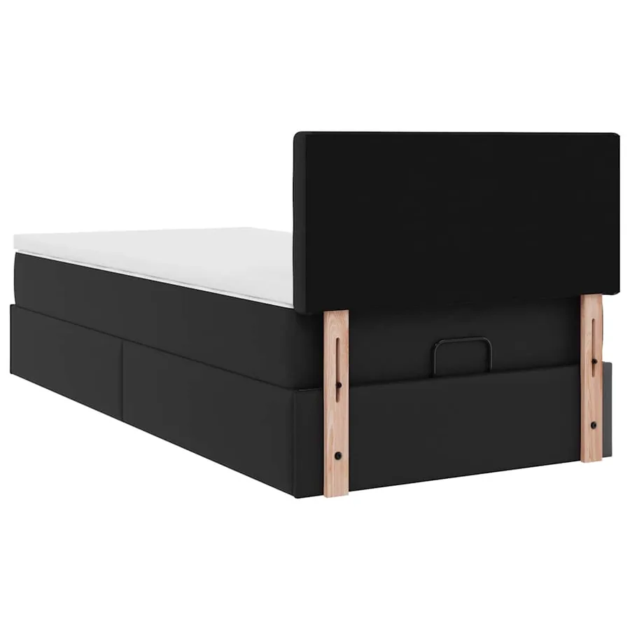 Lit ottoman avec matelas noir 100x200 cm similicuir - 11