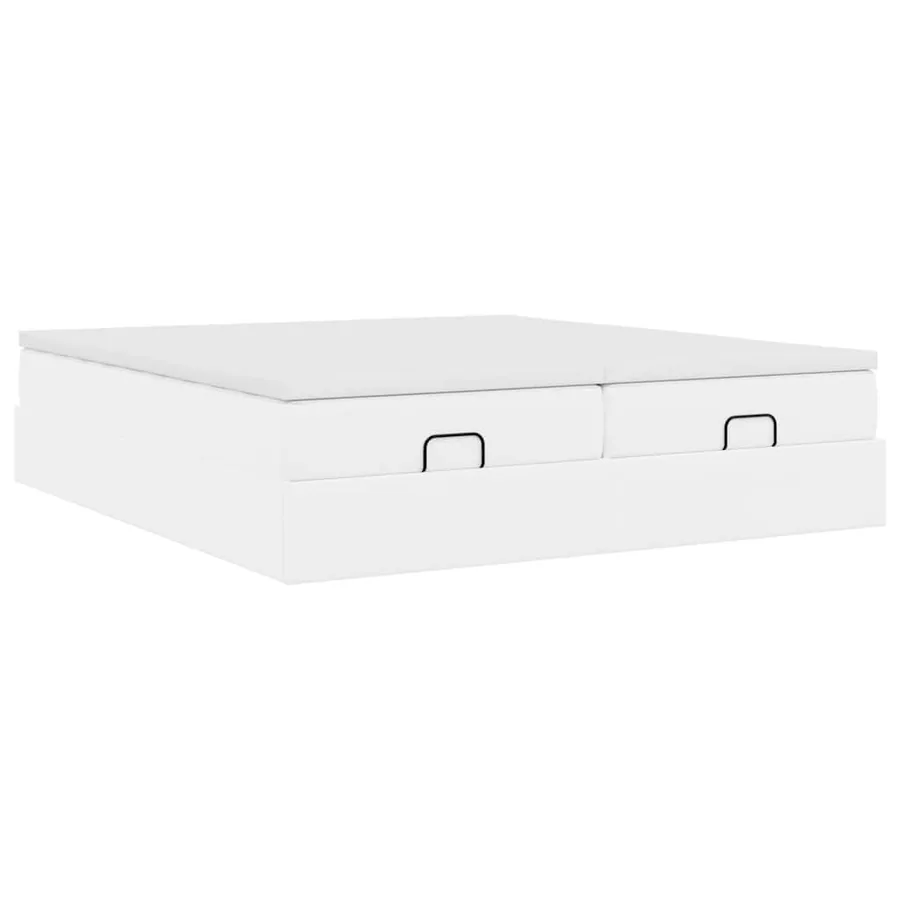 Cadre de lit ottoman avec matelas blanc 160x200 cm similicuir - 10