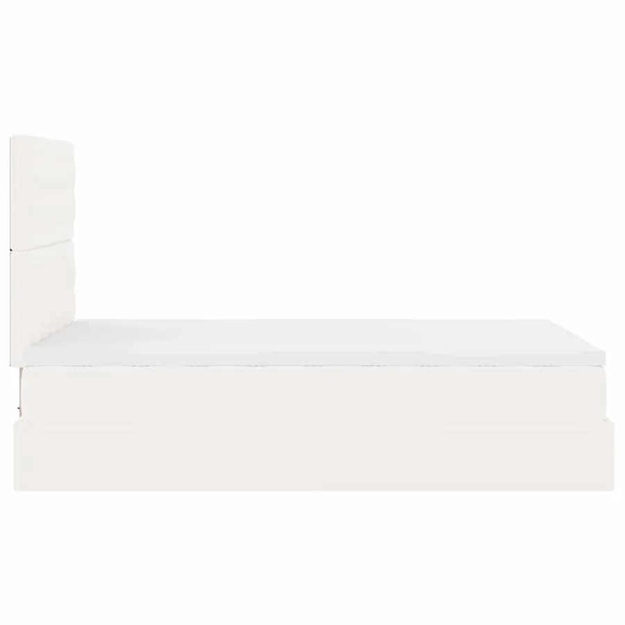 Cadre de lit ottoman avec matelas blanc 120x190 cm similicuir - 10