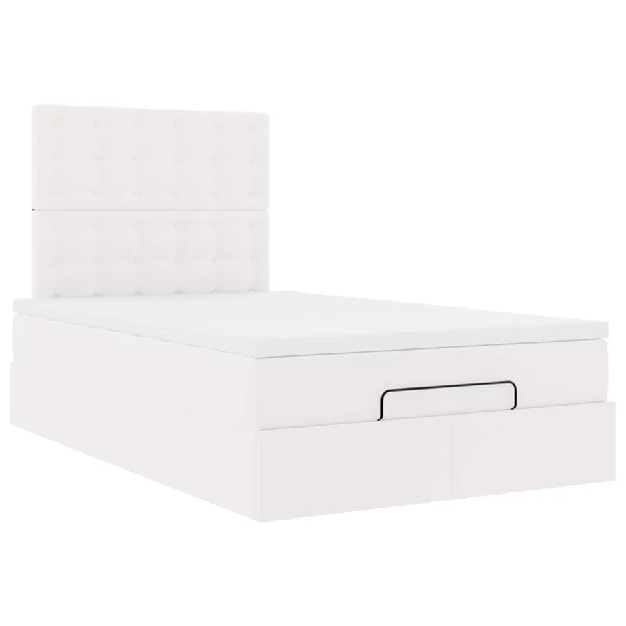 Cadre de lit ottoman avec matelas blanc 120x190 cm similicuir - 6