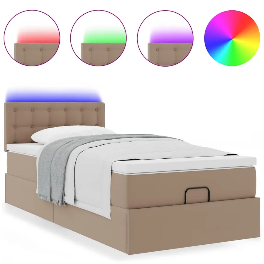 Cadre de lit ottoman et matelas cappuccino 90x190 cm similicuir - 5