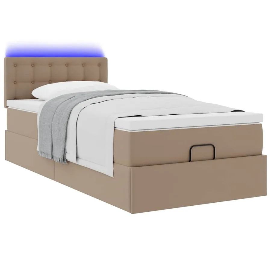 Cadre de lit ottoman et matelas cappuccino 90x190 cm similicuir - 6