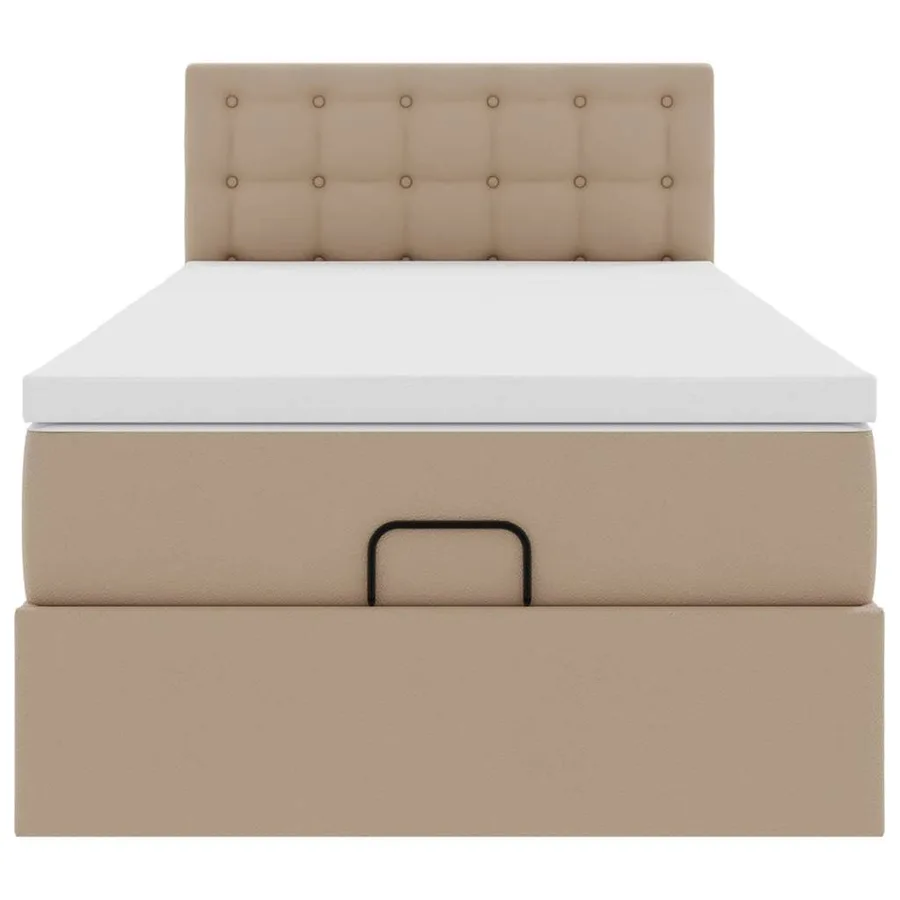 Cadre de lit ottoman et matelas cappuccino 90x190 cm similicuir - 8