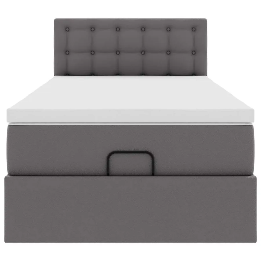 Cadre de lit ottoman avec matelas gris 80x200 cm similicuir - 8
