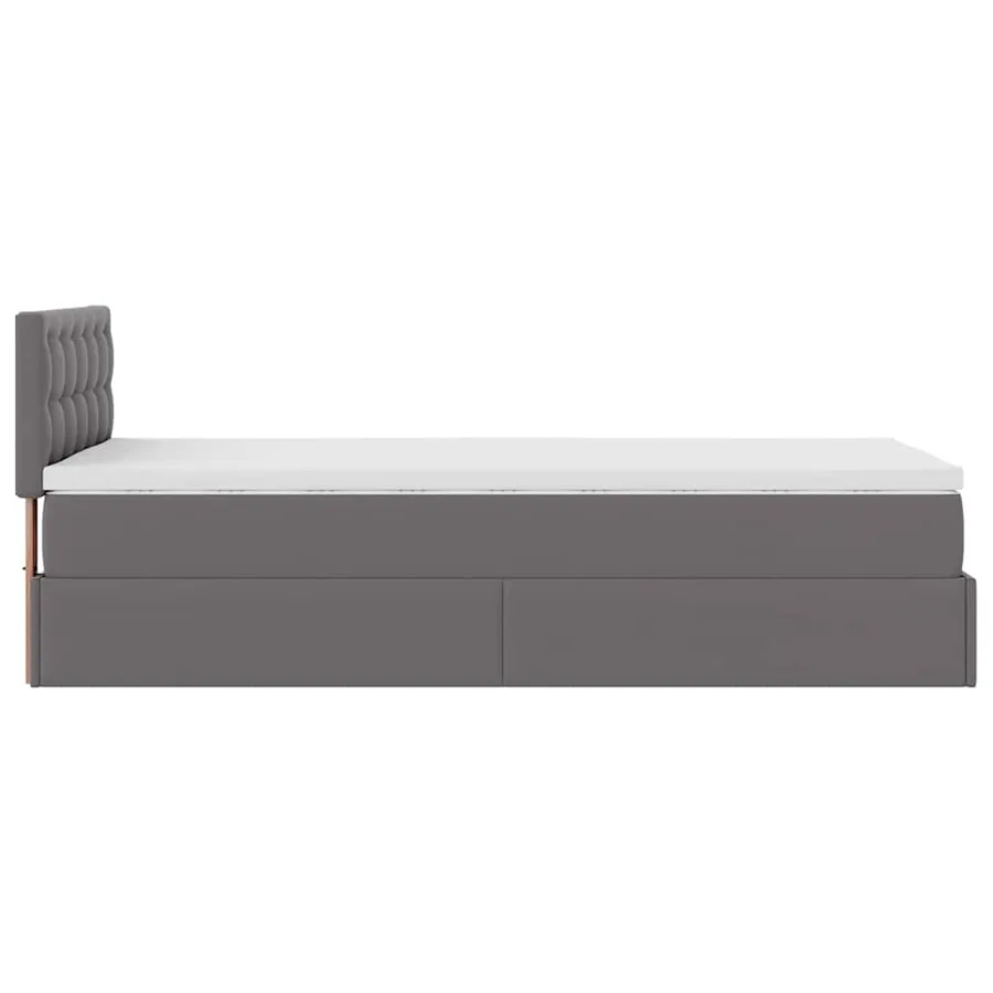 Cadre de lit ottoman avec matelas gris 80x200 cm similicuir - 9