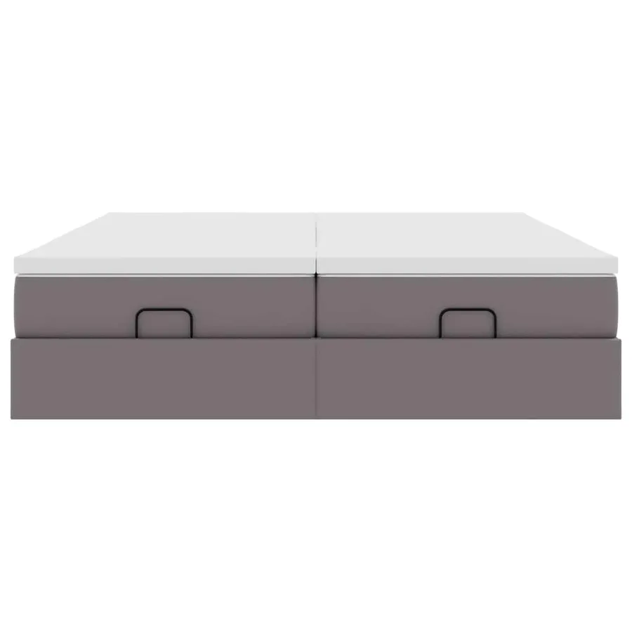 Cadre de lit ottoman avec matelas gris 160x200 cm similicuir - 7