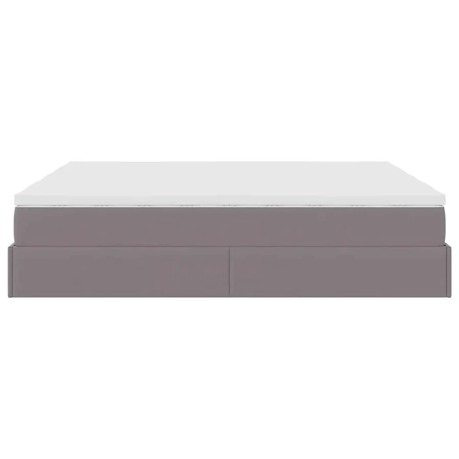 Cadre de lit ottoman avec matelas gris 160x200 cm similicuir - 9