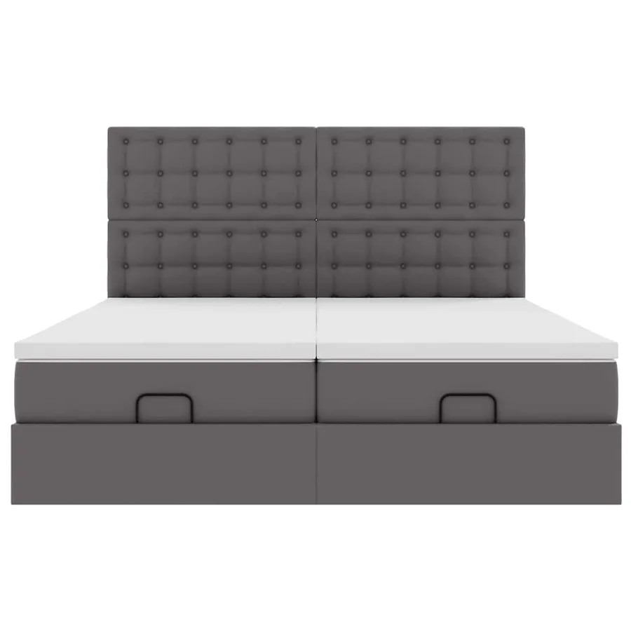 Cadre de lit ottoman avec matelas gris 160x200 cm similicuir - 7
