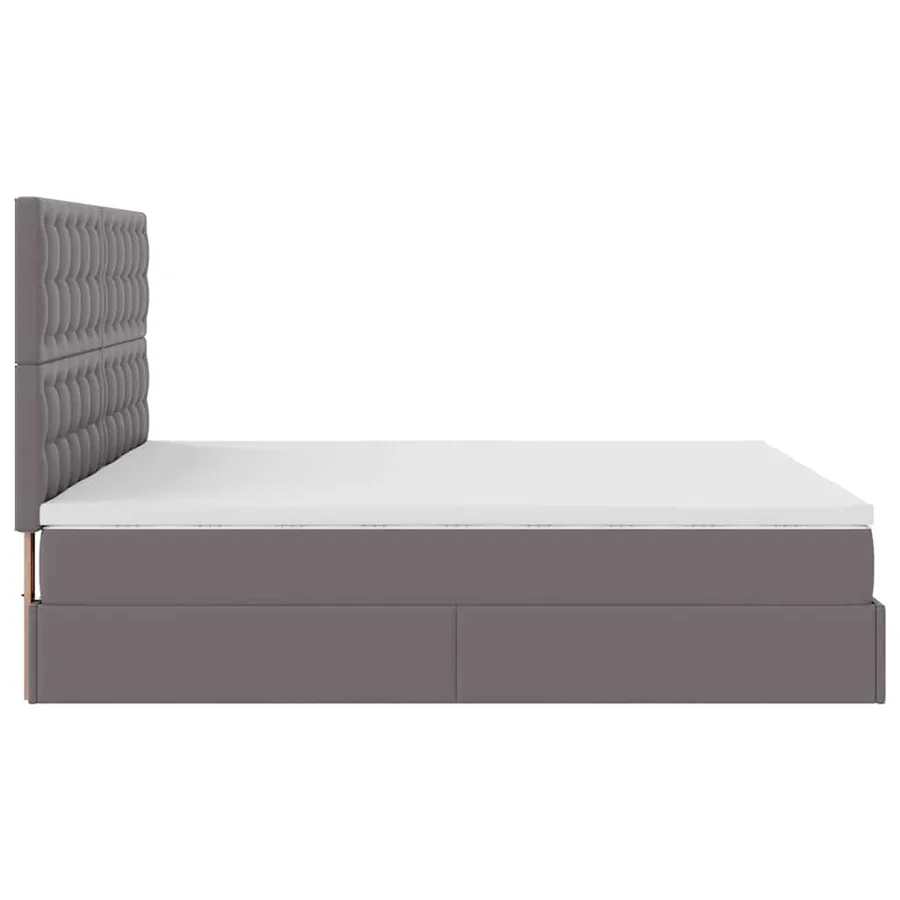 Cadre de lit ottoman avec matelas gris 160x200 cm similicuir - 8