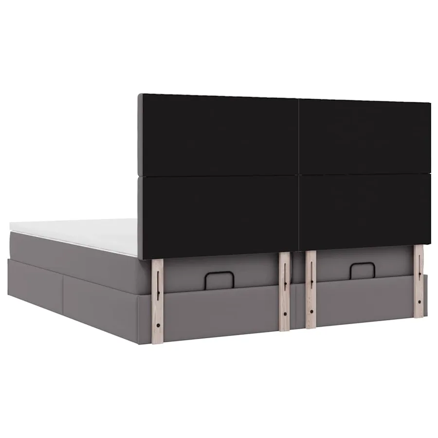 Cadre de lit ottoman avec matelas gris 160x200 cm similicuir - 9