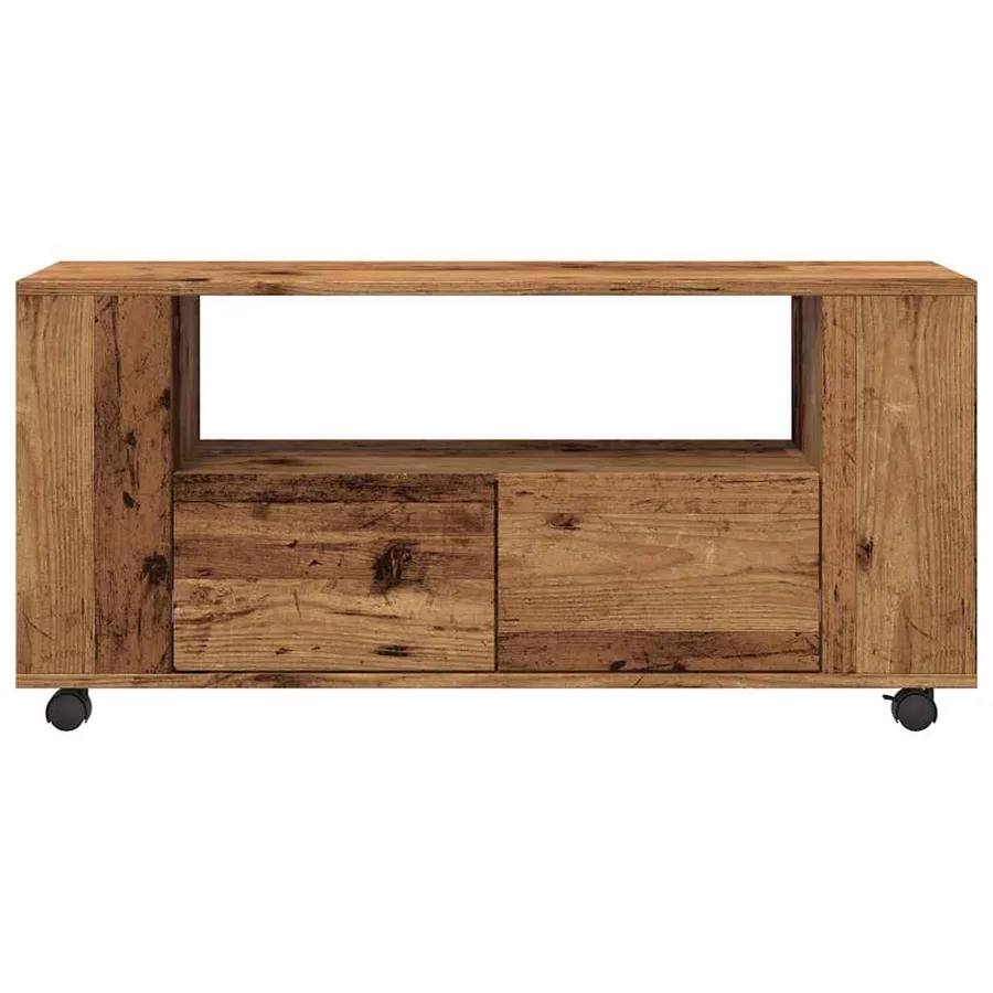 Meuble TV avec roulettes vieux bois bois d'ingénierie - 4
