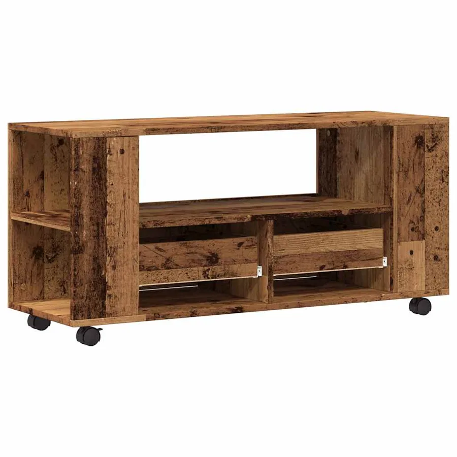 Meuble TV avec roulettes vieux bois bois d'ingénierie - 7