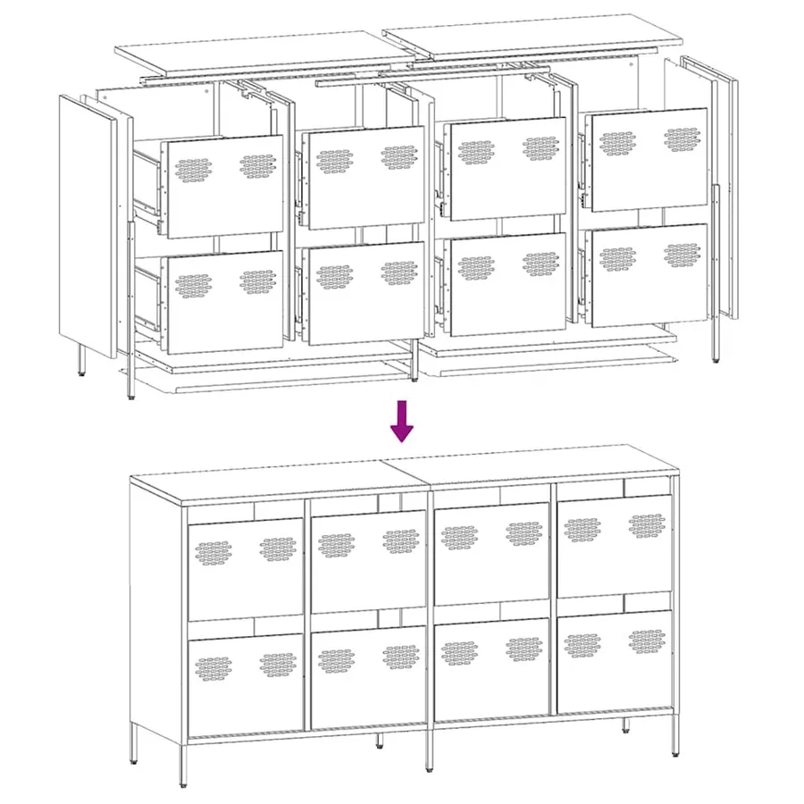 Buffet blanc 135x39x73,5 cm acier laminé à froid - 11
