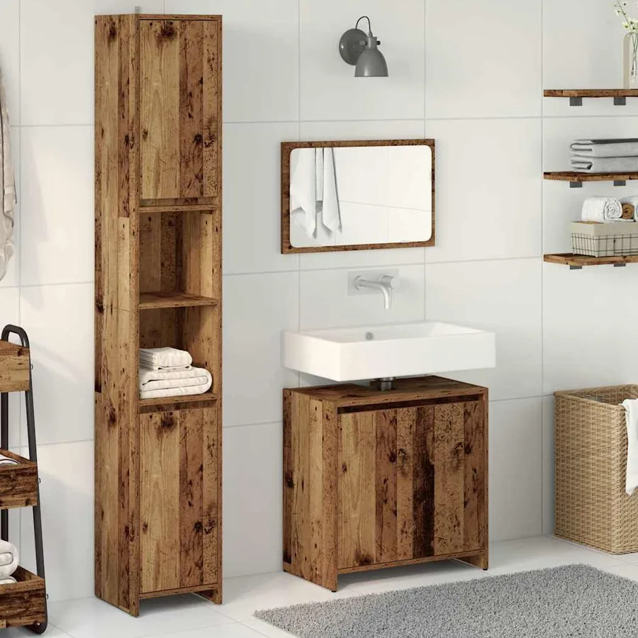 Ensemble de meubles salle de bain 3 pcs bois d'ingénierie - 3