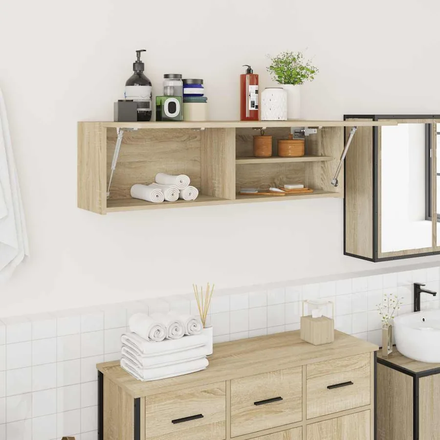 Armoire murale de bain chêne sonoma 100x25x30cm bois ingénierie