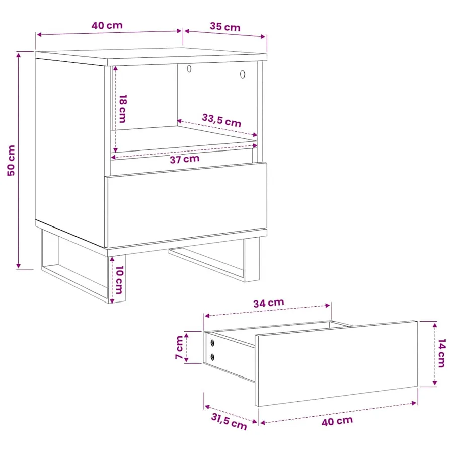 Tables de chevet 2 pcs vieux bois 40x35x50 cm bois d’ingénierie - 11