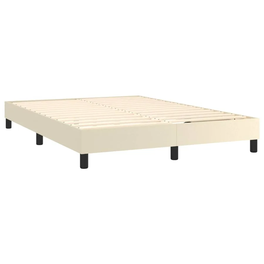Sommier à lattes de lit avec matelas Crème 140x190cm Similicuir - 4