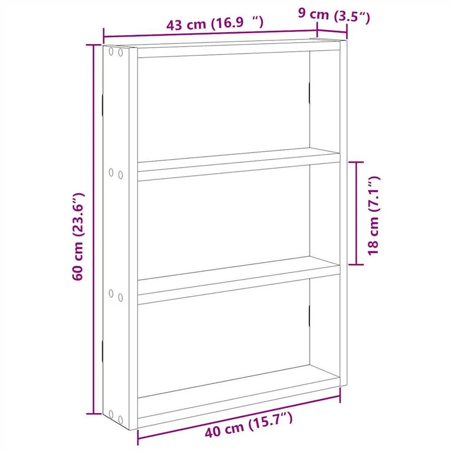 Étagère murale blanc 43x9x60 cm bois d'ingénierie - 9