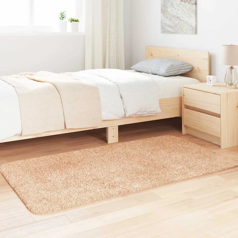 Tapis Shaggy à poils longs NAVARRA beige 80x150 cm polyester - 3