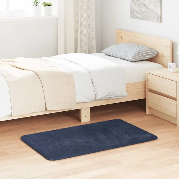 Tapis Shaggy à poils longs NAVARRA bleu marine 60x100 cm
