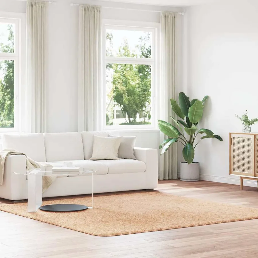 Tapis shaggy à poils longs NAVARRA beige 240x240 cm polyester