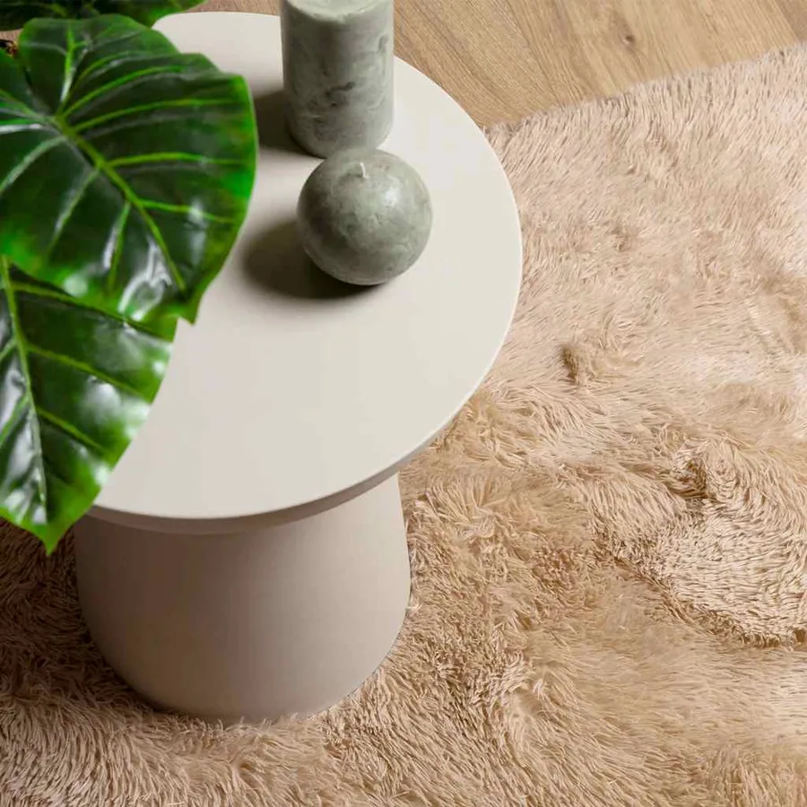 Tapis shaggy à poils longs NAVARRA beige 240x240 cm polyester - 8