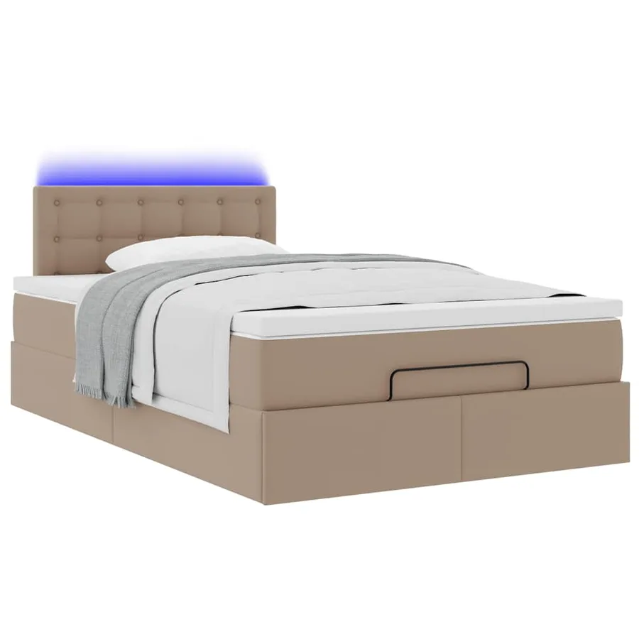 Lit ottoman avec matelas & LED cappuccino 120x190cm similicuir - 6