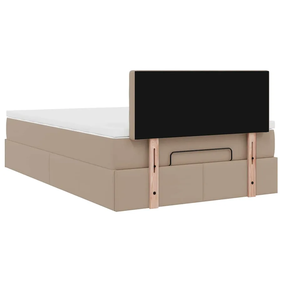 Cadre de lit ottoman et matelas cappuccino 120x190cm similicuir - 11