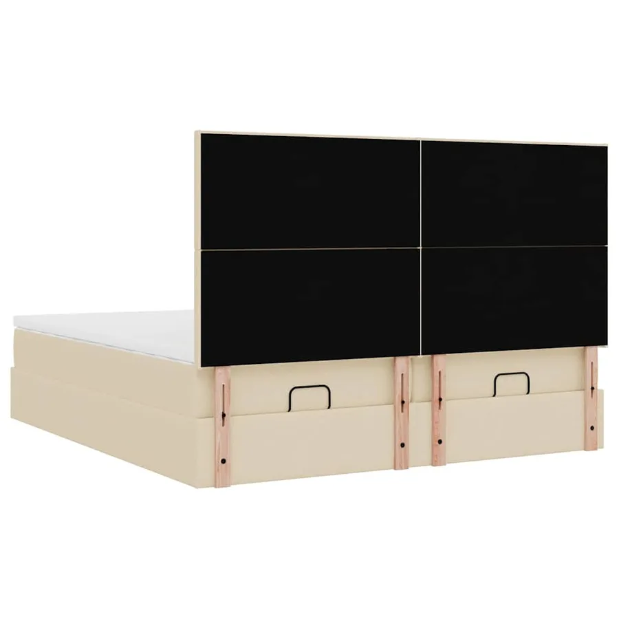 Cadre de lit ottoman avec matelas crème 180x200 cm tissu - 10