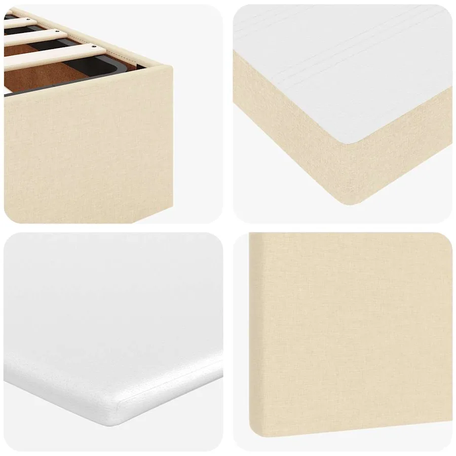 Cadre de lit ottoman avec matelas crème 180x200 cm tissu - 14
